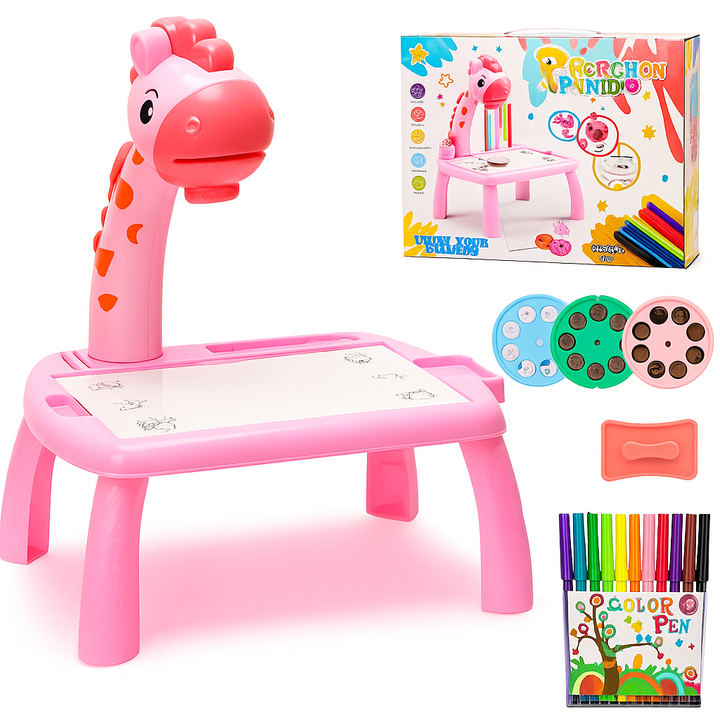 LED Giraffe Drawing Projector Table with Music | Educational Art & Learning Toy for Kids | Perfect Birthday Gift