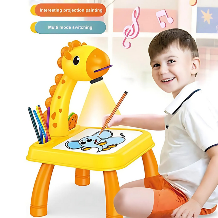 Mini LED Giraffe Drawing Projector Table with Music | Educational Art & Learning Toy for Kids | Perfect Birthday Gift