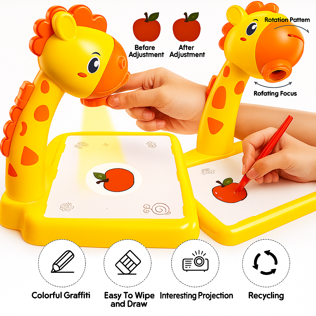 LED Giraffe Drawing Projector Table with Music | Educational Art & Learning Toy for Kids | Perfect Birthday Gift