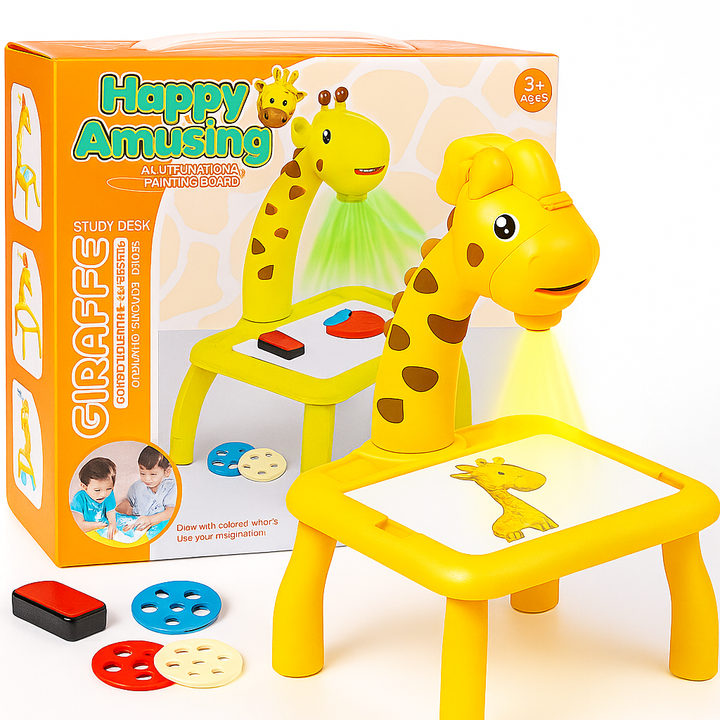 Mini LED Giraffe Drawing Projector Table with Music | Educational Art & Learning Toy for Kids | Perfect Birthday Gift