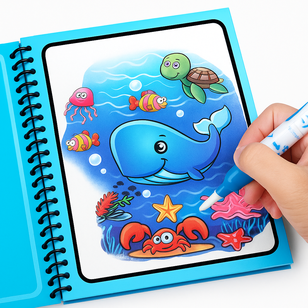 2 Magic Water Coloring & Drawing Book for Kids | Reusable Painting Doodle Board with Magic Water Pen – Mess-Free Fun & Educational Art Toy