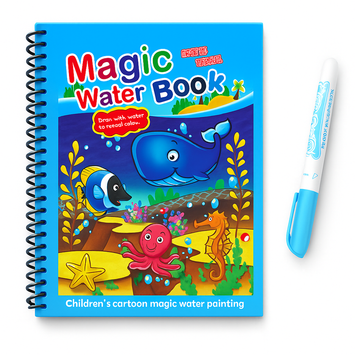 2 Magic Water Coloring & Drawing Book for Kids | Reusable Painting Doodle Board with Magic Water Pen – Mess-Free Fun & Educational Art Toy
